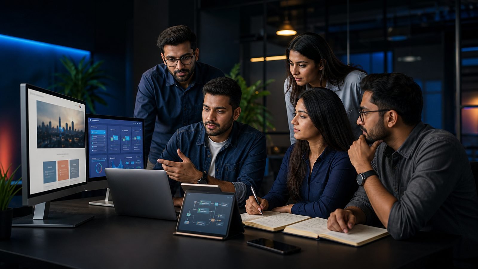 Digital delivery team collaborating on a practical client technology requirement